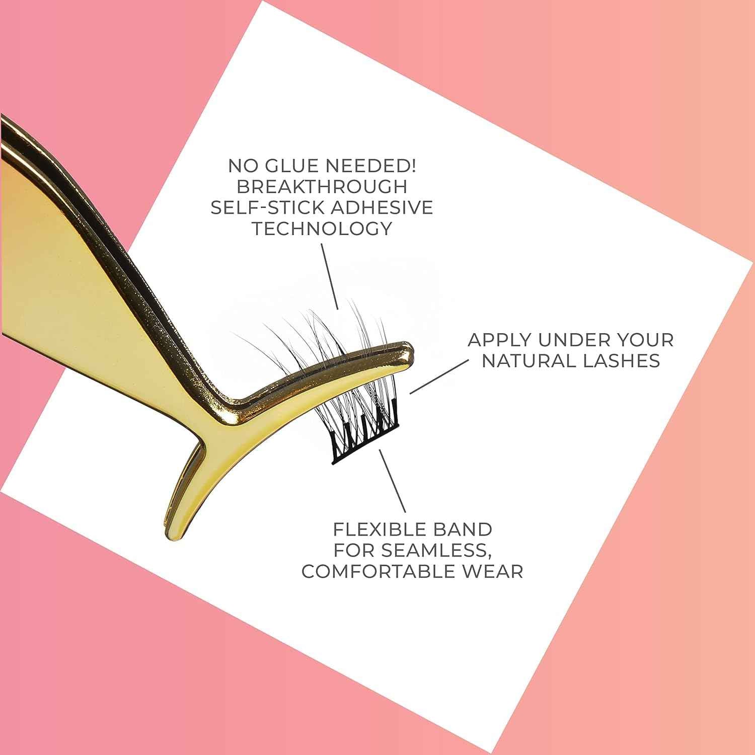 KISS imPRESS Falsies Self-Adhesive Lash Clusters – Sensitive-Eye Safe Press-On Eyelashes, No Glue Irritation