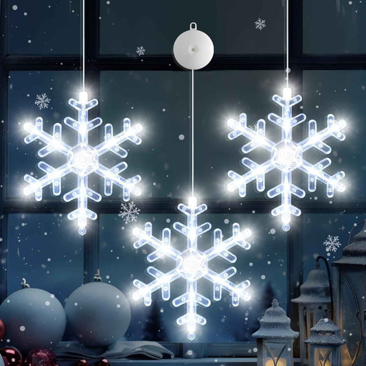 LuminGlow Flameless Snowflake Window Lights – Safe Holiday Glow for Homes with Kids, Pets & Curious Toddlers