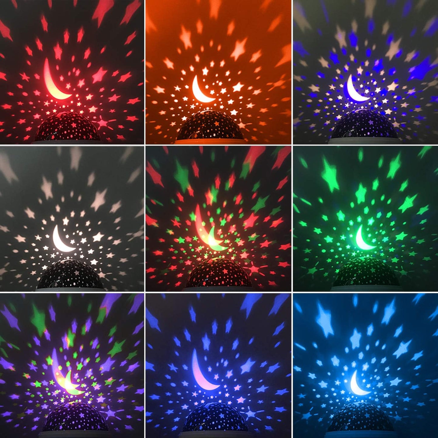 360-degree quiet-rotating base for full-room star coverage