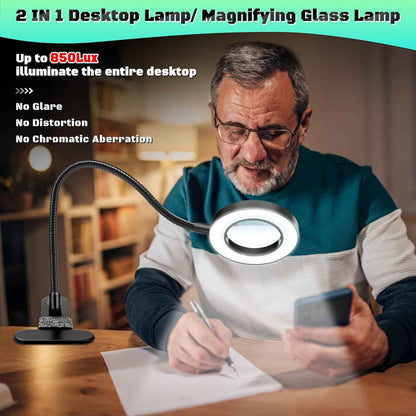MagniShine 10X Clip-On Magnifier – Soldering and Electronics Repair Lamp, LED Workbench Light for DIY Technicians