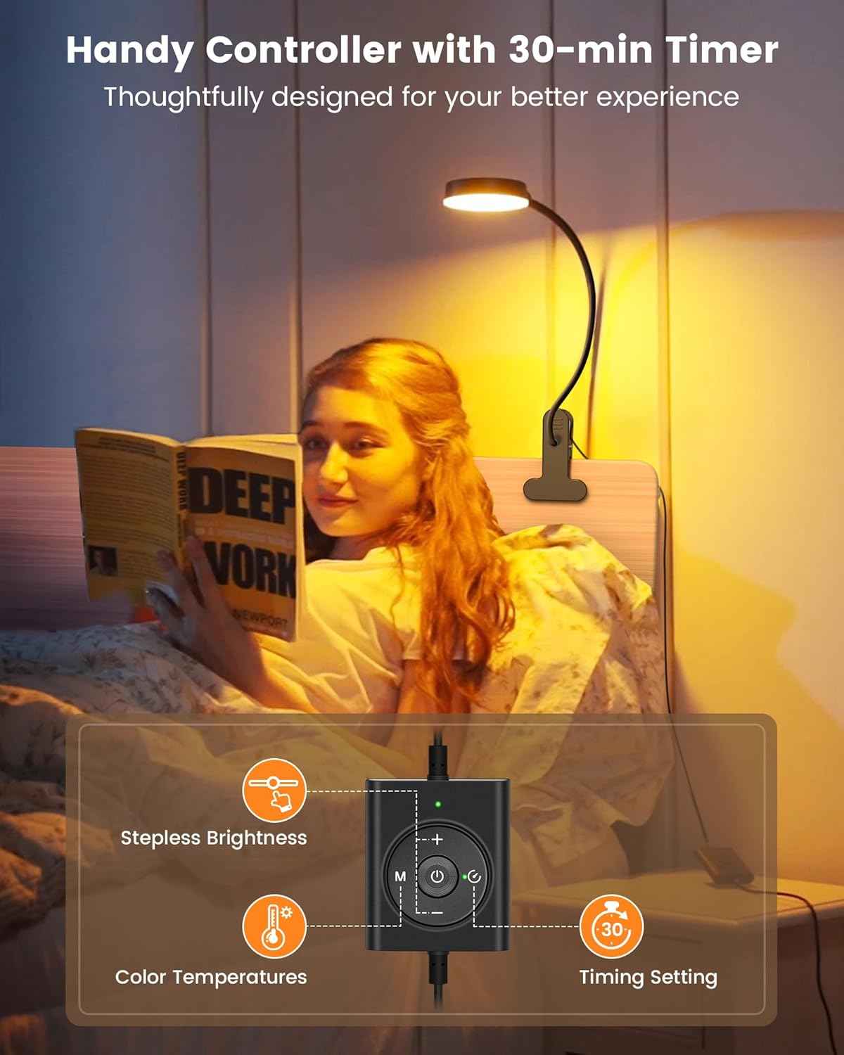 Glocusent Clip on Desk Light – 6000K Natural Daylight Mode for Crafting, Knitting, Sewing, and Detailed Hobby Work