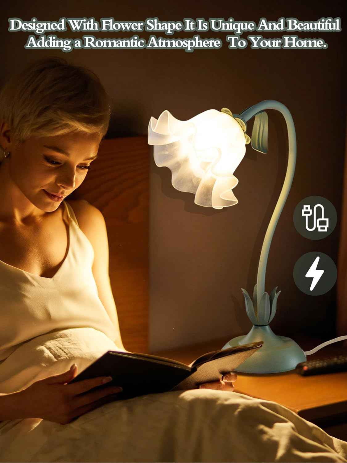 Lily of the Valley Table Lamp – Flicker-Free Soft Glow for Mindfulness Rituals, Meditation Corners, and Stress-Free Evening Reading