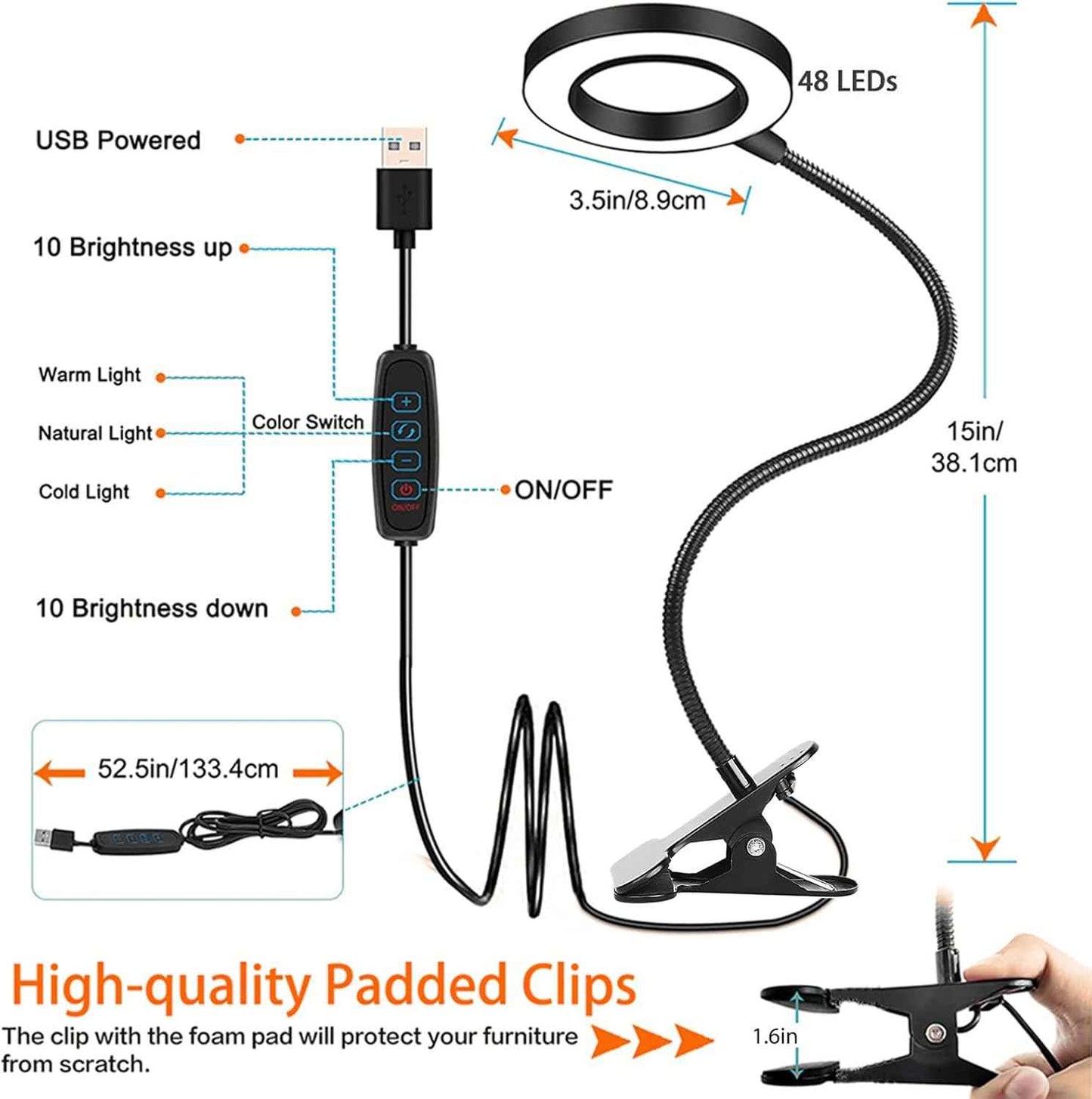 [Brand Name] Desk Reading Light – Back to School Gift for College Students, Clamp On Eye Care Lamp