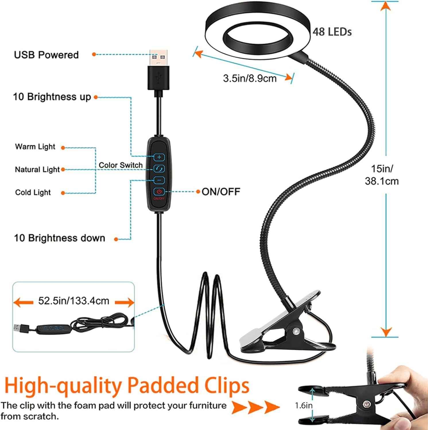 [Brand Name] Desk Reading Light – Back to School Gift for College Students, Clamp On Eye Care Lamp