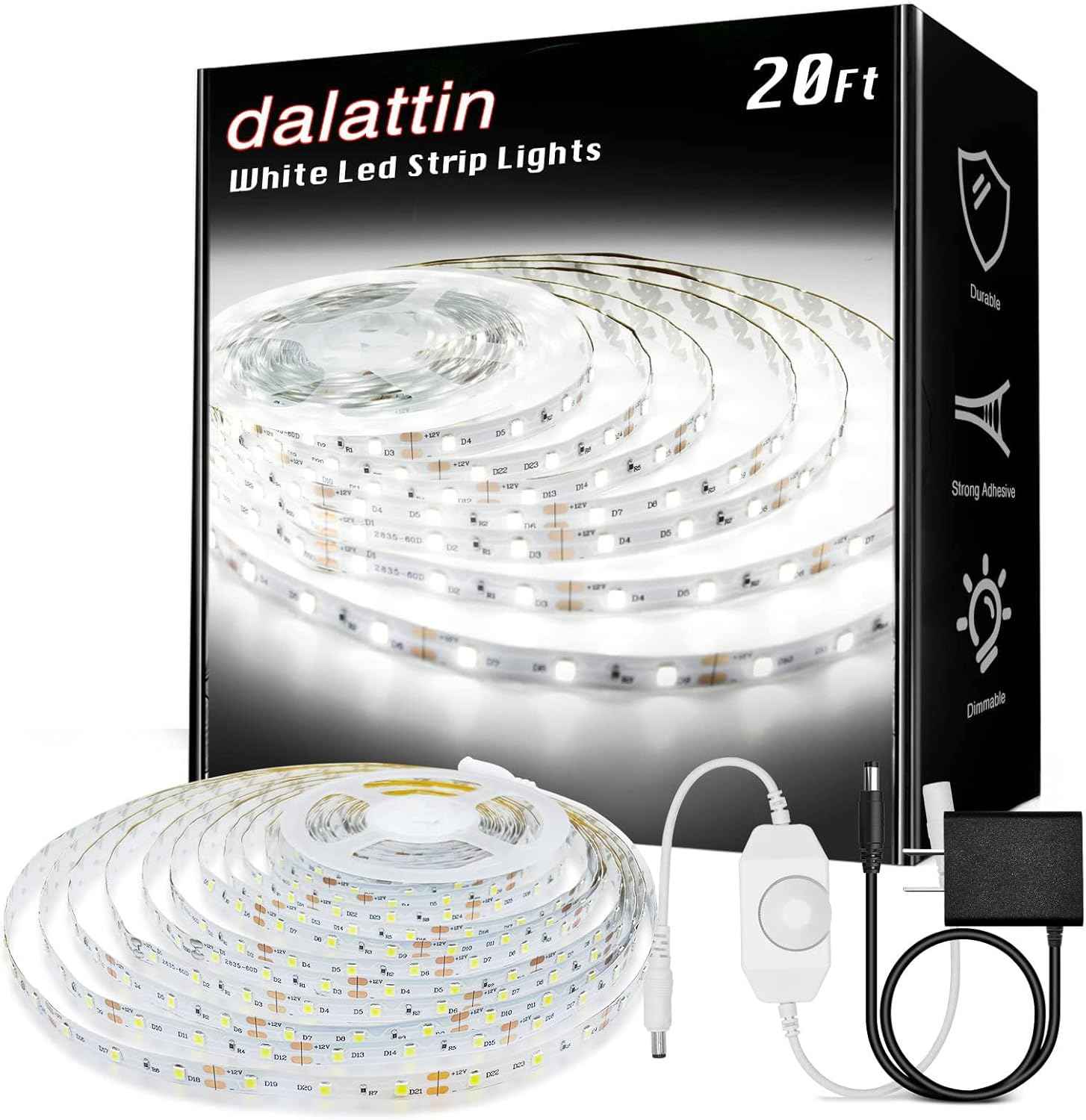 dalattin LED Tape Light – Tool-Free Peel and Stick Strip for Uncluttered Living Spaces, 24V