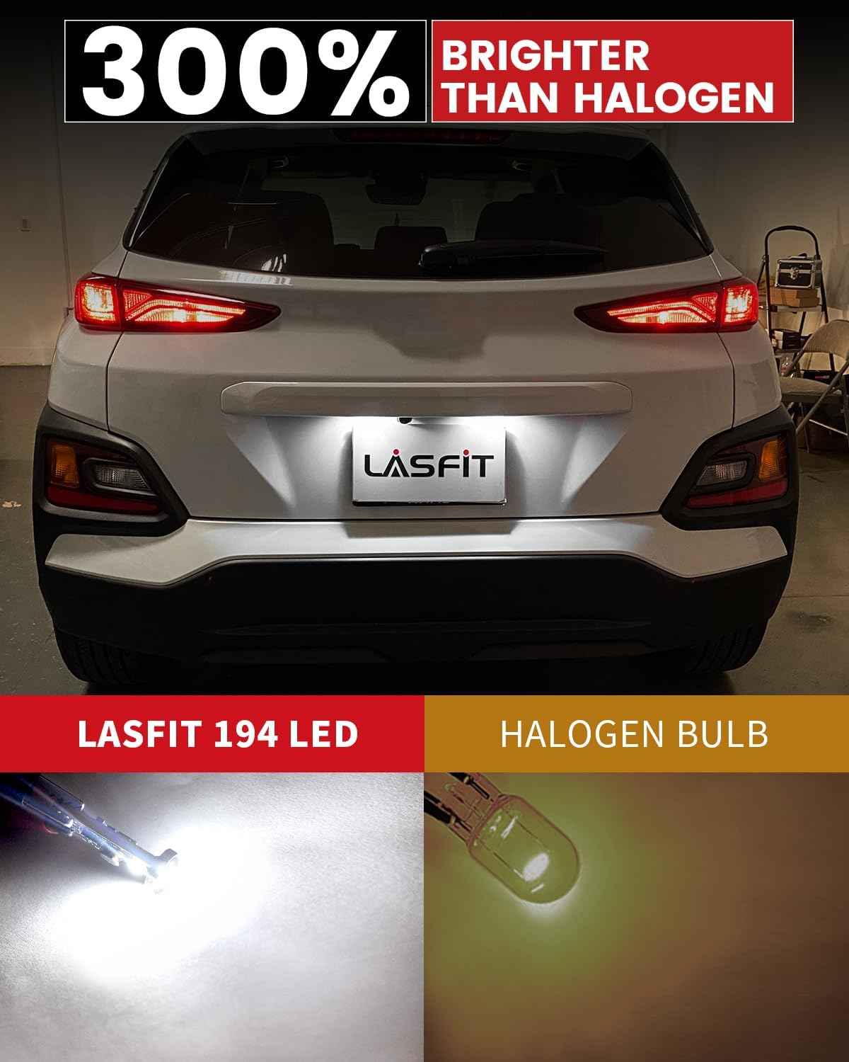 LASFIT 194 LED Bulb for License Plate and Interior, Child-Safe Cool White 6000K Upgrade