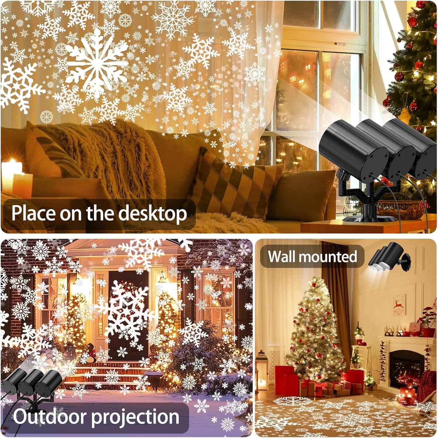[Brand] Snowflake Projector Light – Flameless, Cool-Run Holiday Lighting for Homes with Kids