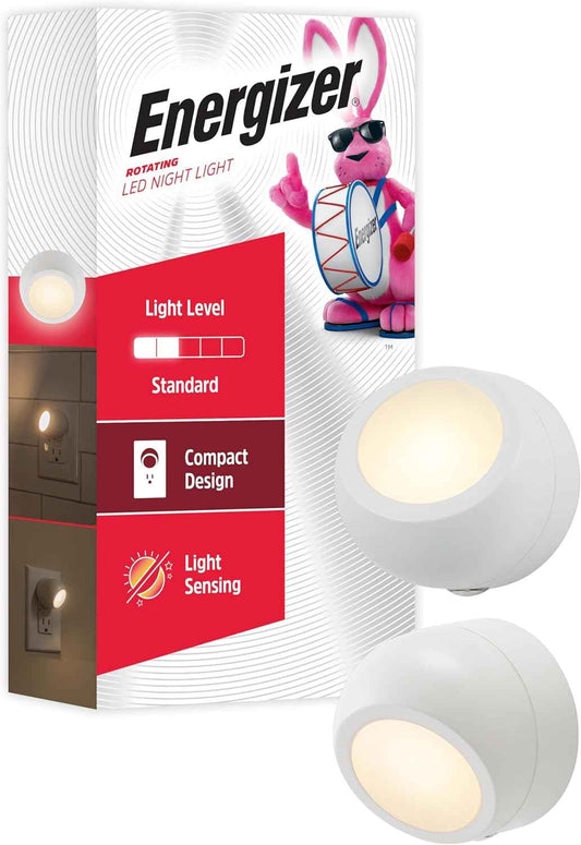Energizer Nightlight for Living Room – Soft White Accent Lighting with 360° Rotating Head and Floral Pattern