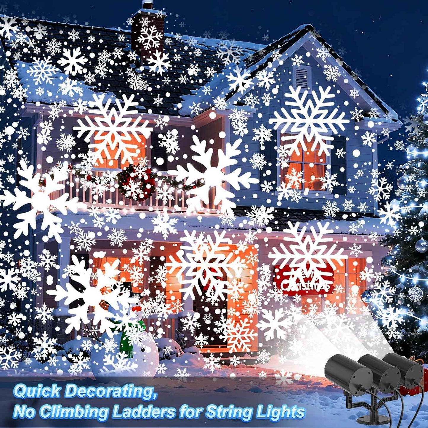 AmbientRoom LED Snowflake Projector with Wall and Ceiling Mount, Dimmable Holiday Accent Lighting for Hallway and Seasonal Home Styling