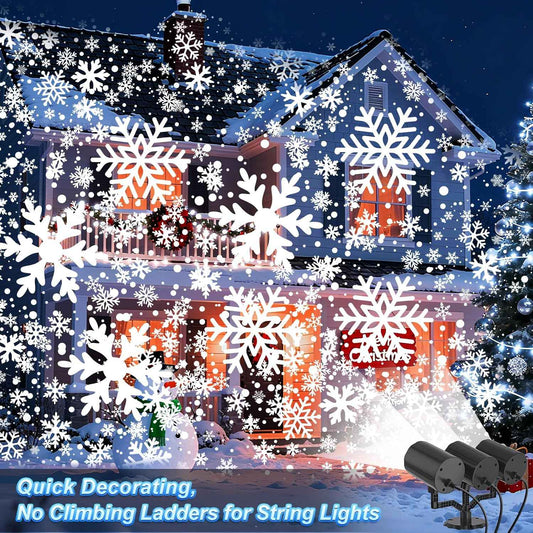 AmbientRoom LED Snowflake Projector with Wall and Ceiling Mount, Dimmable Holiday Accent Lighting for Hallway and Seasonal Home Styling