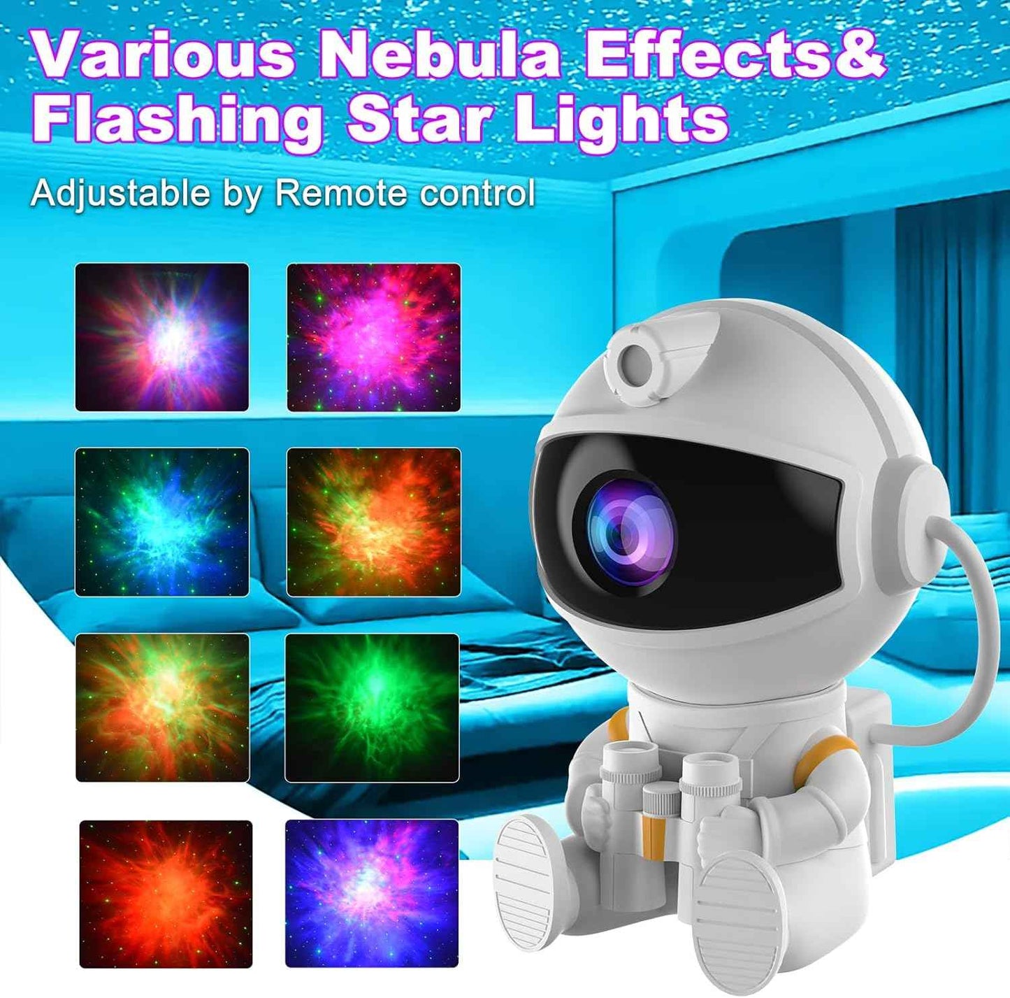 Astronaut Galaxy Night Light – Calming Star Projector for Bedtime Wind-Down Routine, 8 Nebula Modes for Relaxation & Sleep
