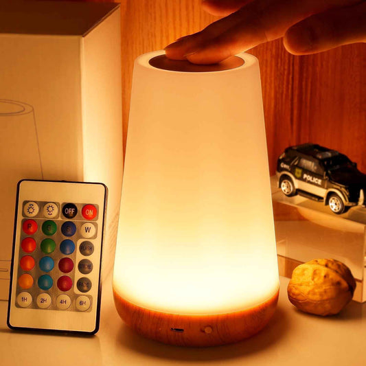 THAUSDAS Decorative Night Light for Bedroom – Glass Base Touch Lamp with 13 RGB Colors and 4 Brightness Settings to Match Any Interior Style
