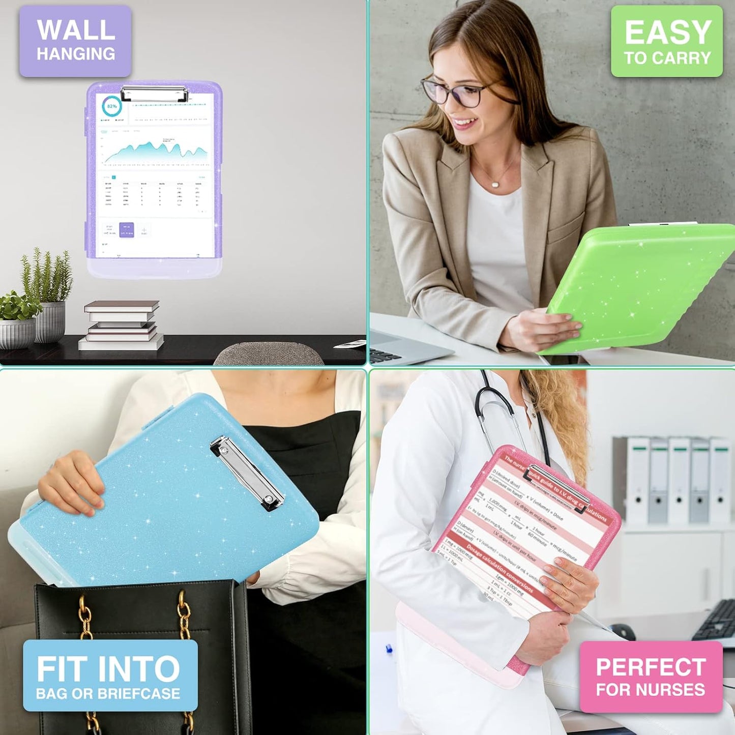 Sooez_Glitter_Clipboard_with_Storage,_High_Capacity_Storage_Clipboard_with_Pen_Holder,_Cute_Clip_Boards_8.5x11_with_Low_Profile_Clip,_Sparkle_Plastic_Clipboard_Case_Box_for_Women,_Side_Opening