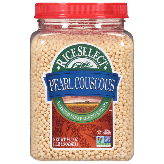 RiceSelect_Pearl_Couscous,_Israeli-Style_Wheat_Couscous_Pasta,_Non-GMO,_24.5-Ounce_Jar,_(Pack_of_1)