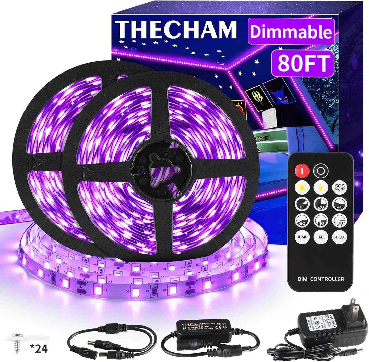 Aogiftr Blacklight LED Strip Kit – Thoughtful Housewarming Gift for Party Lovers, 3 Modes Dimmable Glow Lighting