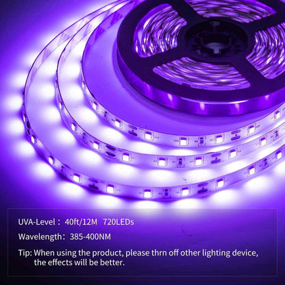 Led Black Light Strip Kit – Cool Birthday Gift for Teens and Gamers, UV Glow Room Decor 20 ft/40 ft