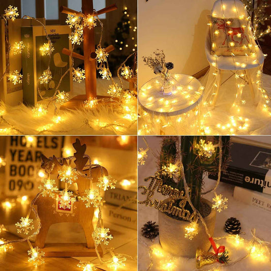 Brightown Solar Snowflake String Lights – Flameless, Cool to the Touch Lighting Safe for Kids, Pets and Bedrooms