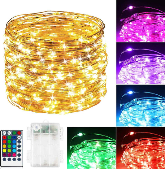 Minimax RGB Fairy String Lights – Cozy Bedroom Aesthetic Decor with Remote and 16 Color Modes