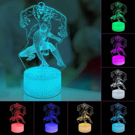 Superhero 3D Night Light for Kids Bedroom – Safe LED Bedside Lamp with Remote, 16 Colors for Boys and Girls