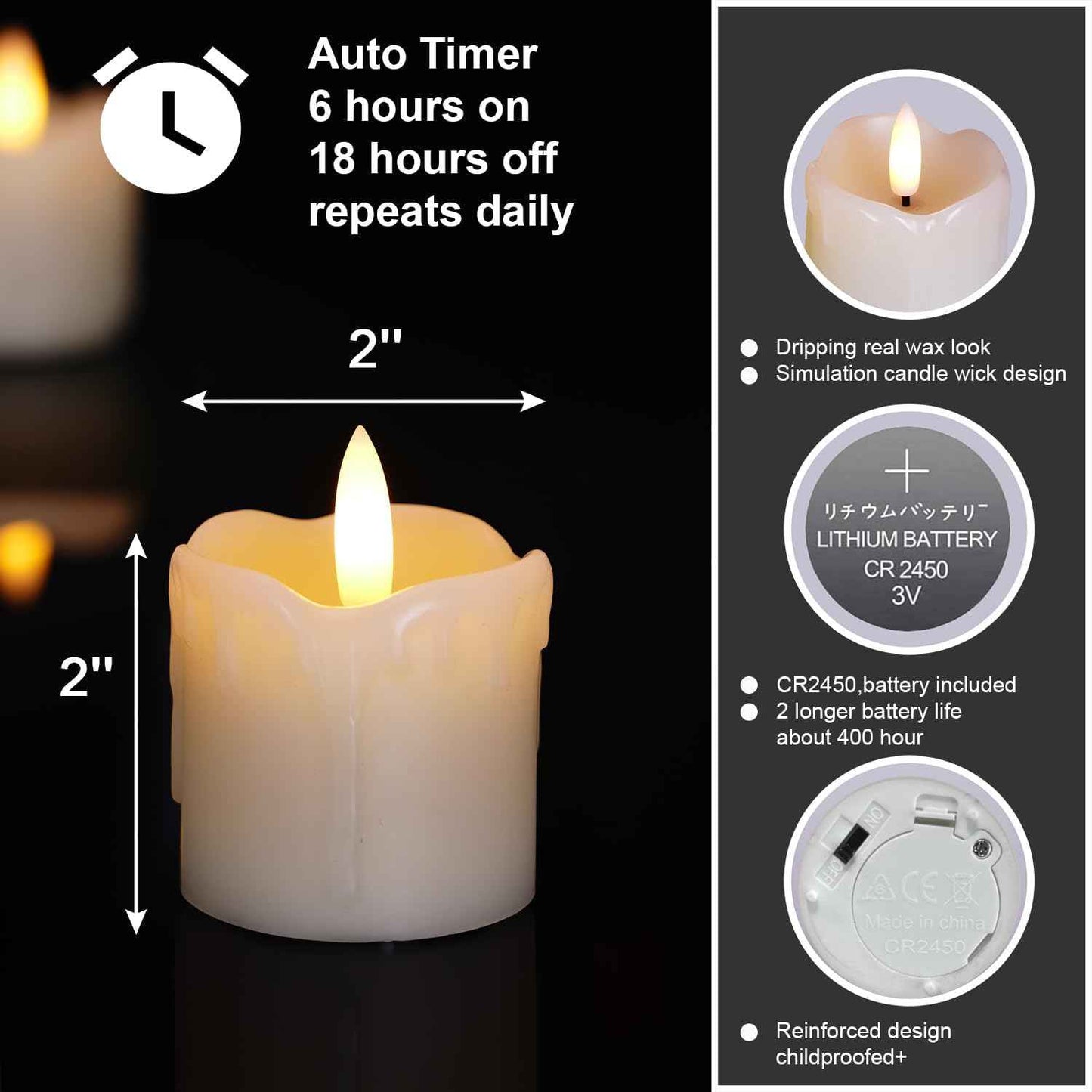 Homemory Flameless Votive Candles with Auto Timer, Calming 6-Hour Realistic Flicker Set for Nightly Wind Down Routine and Meditation Corner, 6 Pack