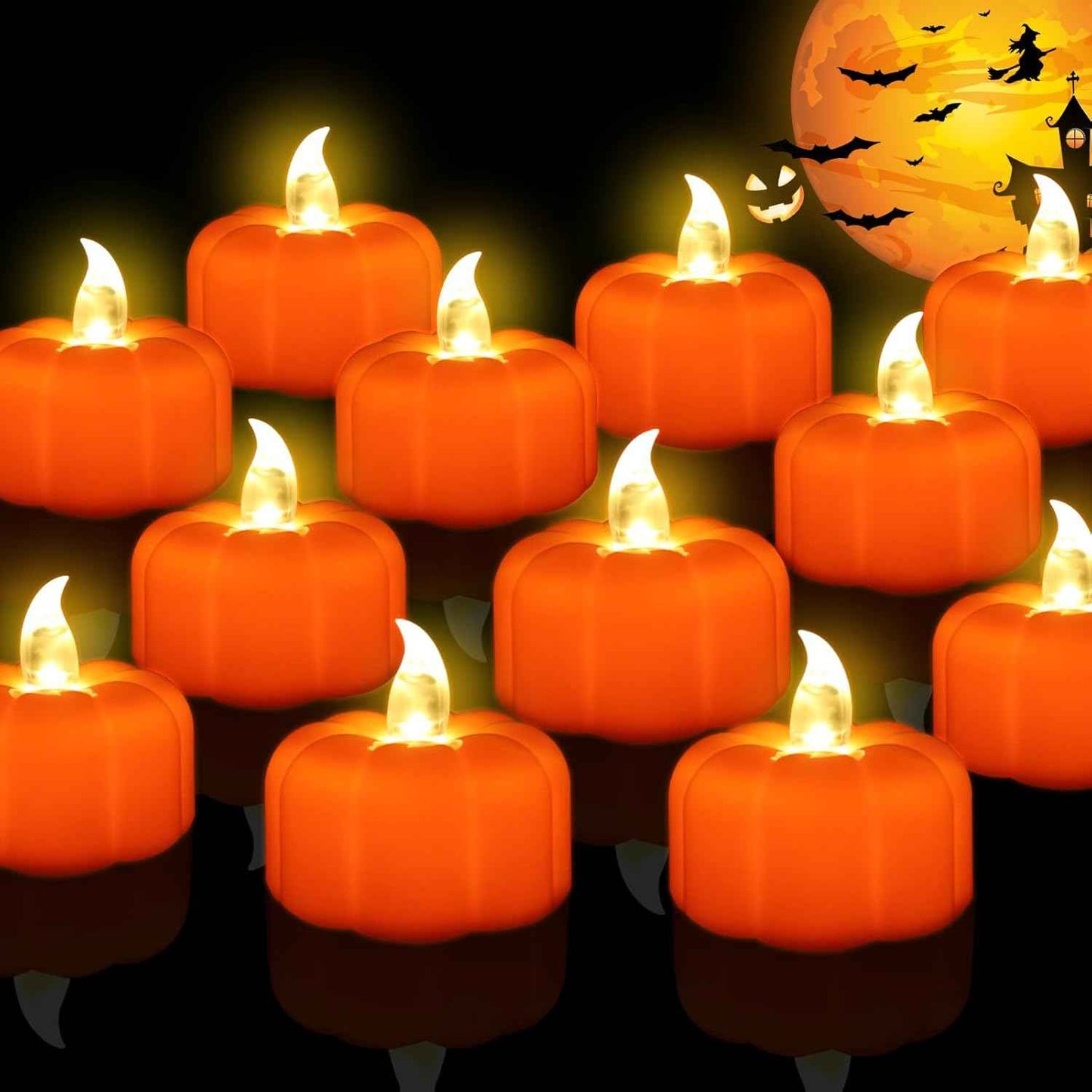 Battery Operated Pumpkin Candles – No Open Flame Indoor Lighting for Bedroom, Nursery, and Senior Living Spaces