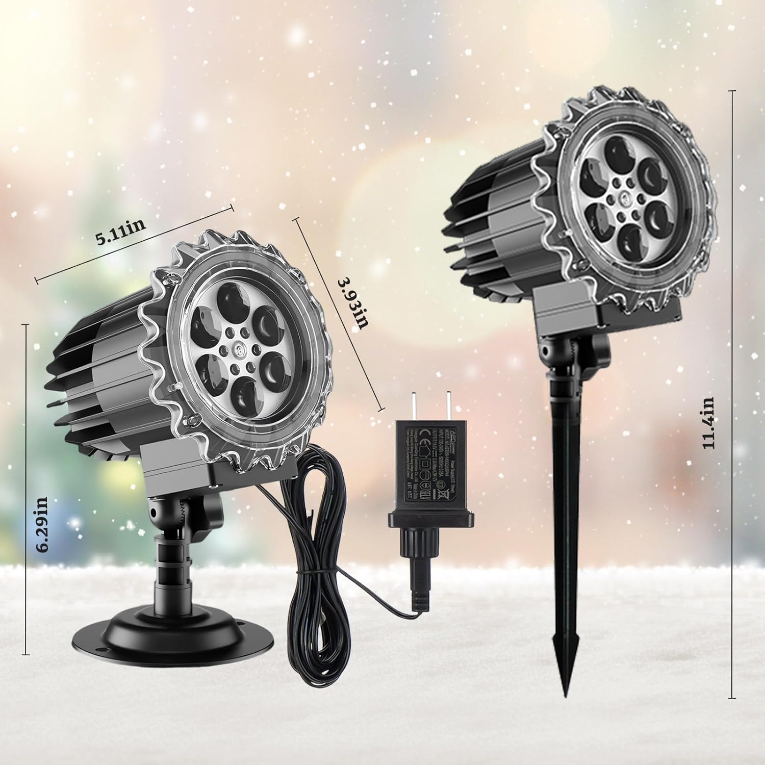 3D Snowflake LED Projector – Bedroom Wall Decor with Dynamic Falling Snow Effect