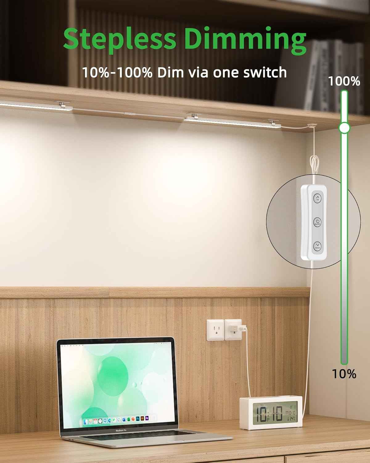 BRIGHTWILL Ultra-Thin 0.27 inch LED Cabinet Light – Clean Plug-in Bar for Clutter-Free Minimalist Kitchens