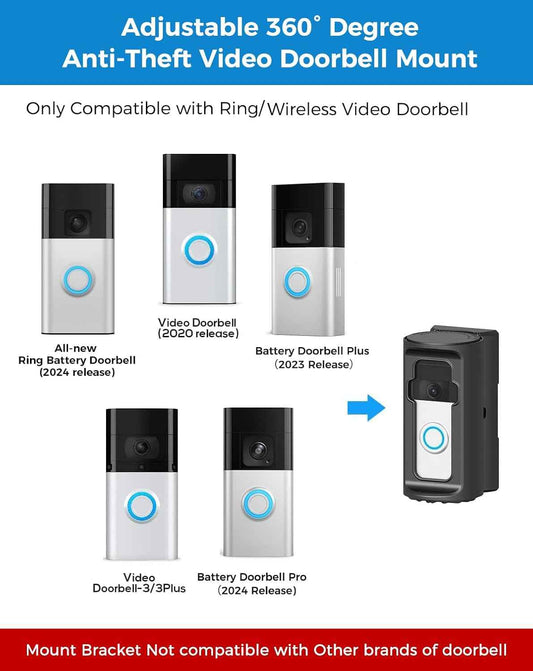 Sleek No-Drill Mount for Ring Doorbell – Compact Adjustable Bracket in a Clean, Low-Profile Design