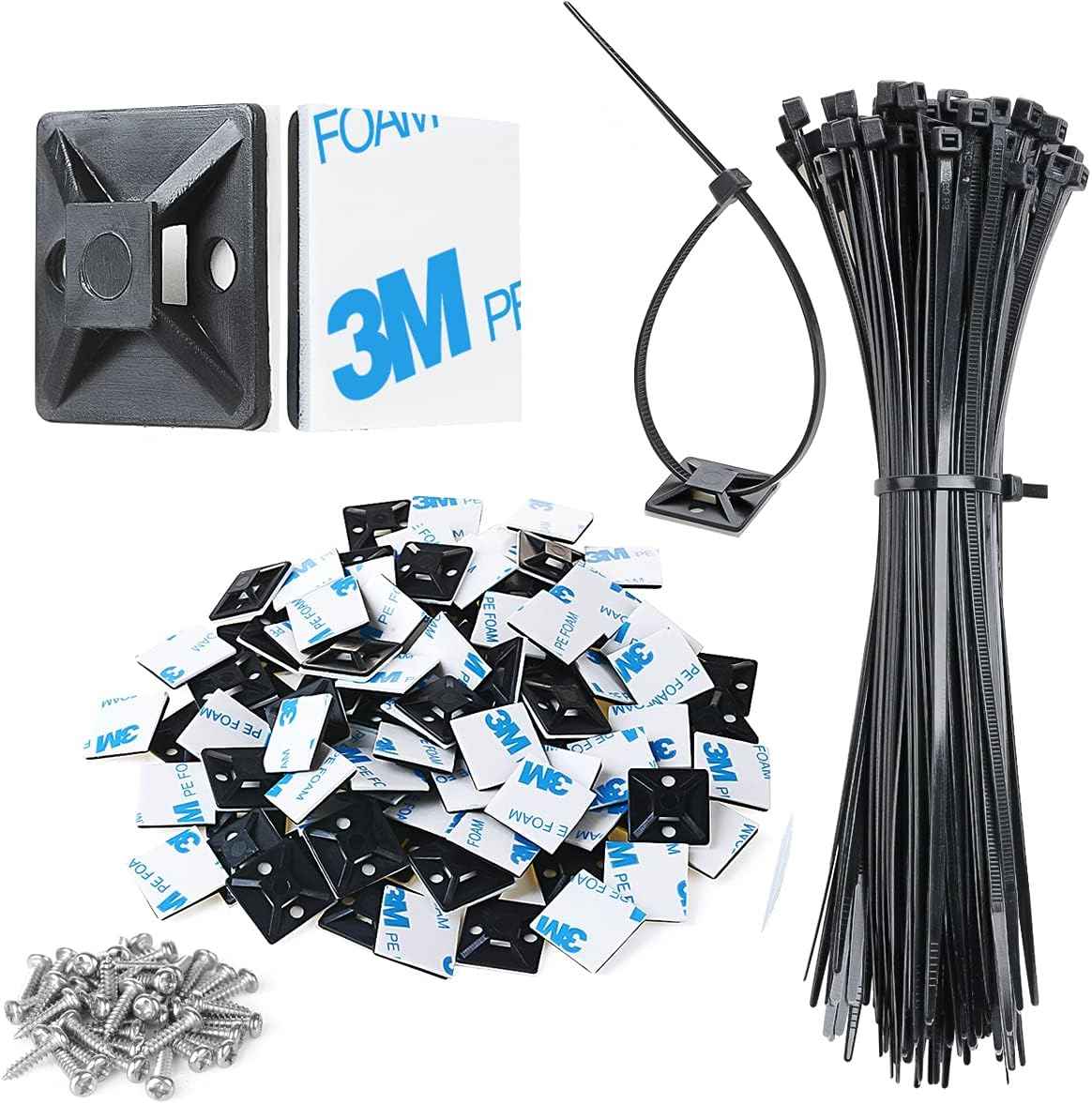 XHF No Drill Adhesive Cable Tie Mounts – Tip Over Prevention Wall Anchoring for Lightweight Furniture, Dressers and Shelves