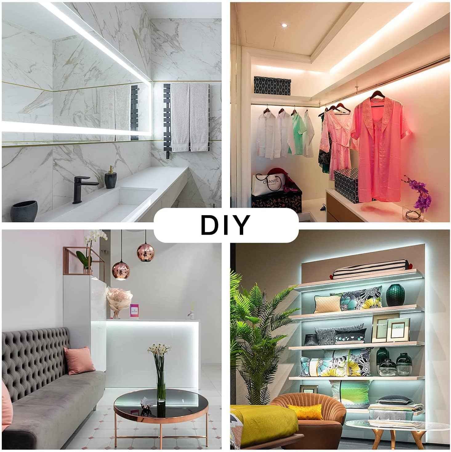 DAYBETTER Minimalist LED Tape Light 20FT Warm White – Subtle Bedroom Ambient Strip with Hidden Inline Dimmer