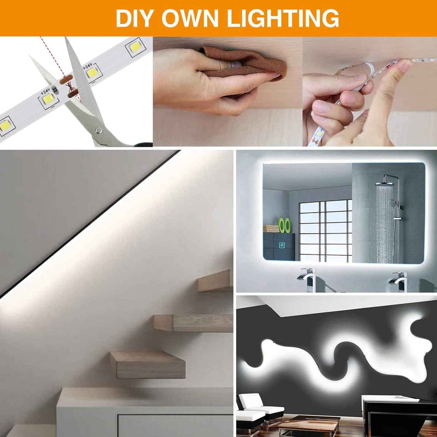 CT CAPETRONIX White LED Tape – Flameless Closet and Cabinet Illumination, Short Circuit Protected Low Voltage Strip for Nurseries
