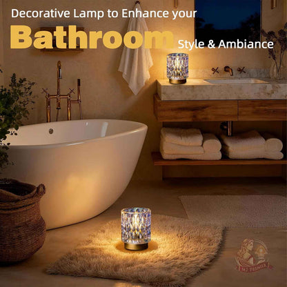 AuroraGlow Waterproof Crystal Lamp – Portable Cordless Light for Patio and Outdoor Dining, Battery Operated