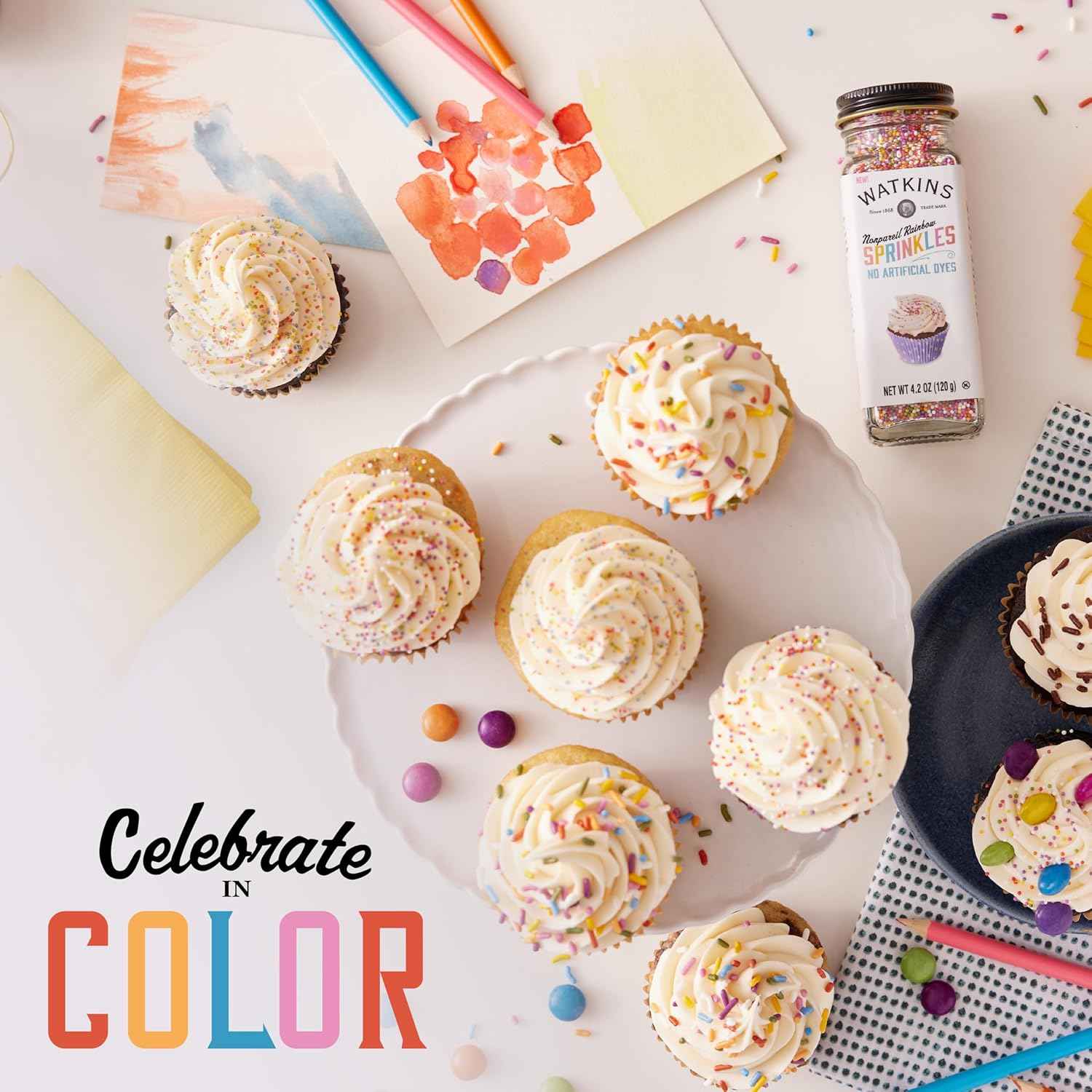 Watkins Gourmet Rainbow Nonpareils Sprinkles – Thoughtful Gift Jar for Home Bakers Hosting Holiday and Passover Dessert Tables