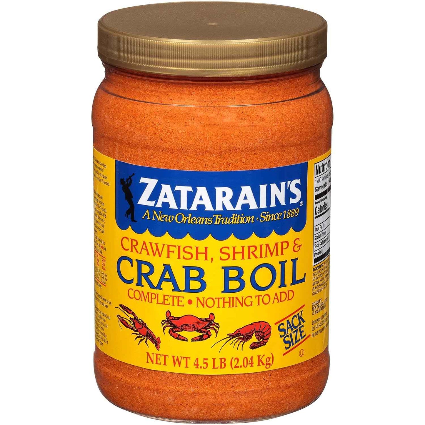 Zatarain's Crawfish, Shrimp & Crab Boil 4.5 lb – One-Step Seasoning for Efficient Batch Cooking at Home
