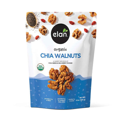 Elan Organic Chia Walnuts – Gym Bag and Commuter Snack with Chia Goji and Pink Salt, 4.5 oz