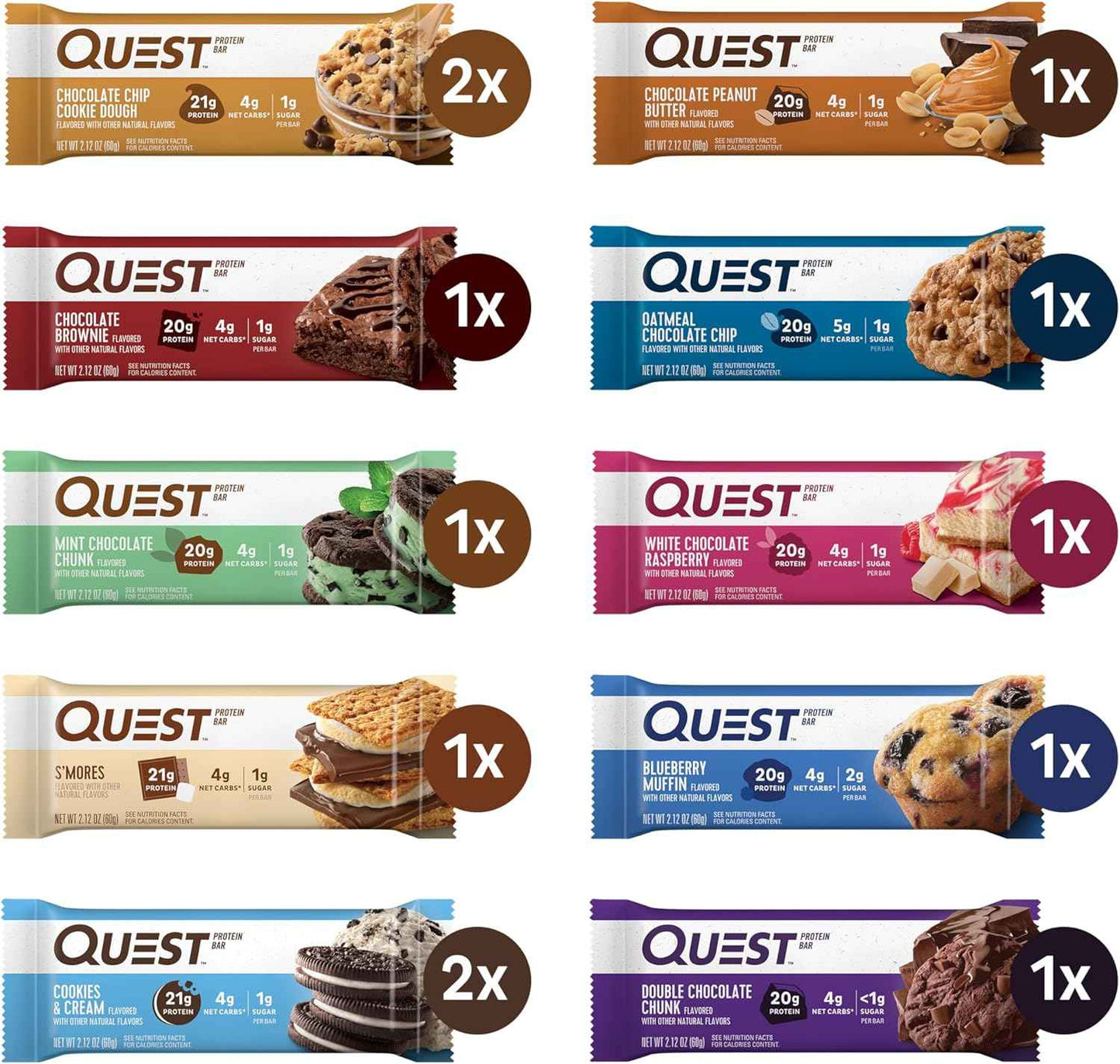 Quest Nutrition Variety Pack Protein Bars — Mindful Keto Snack for Home Wellness Routines, Low-Carb Cravings Support