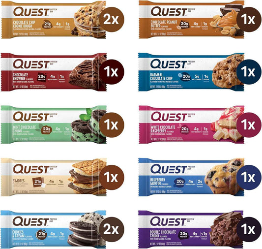 Quest Nutrition Variety Pack Protein Bars — Mindful Keto Snack for Home Wellness Routines, Low-Carb Cravings Support