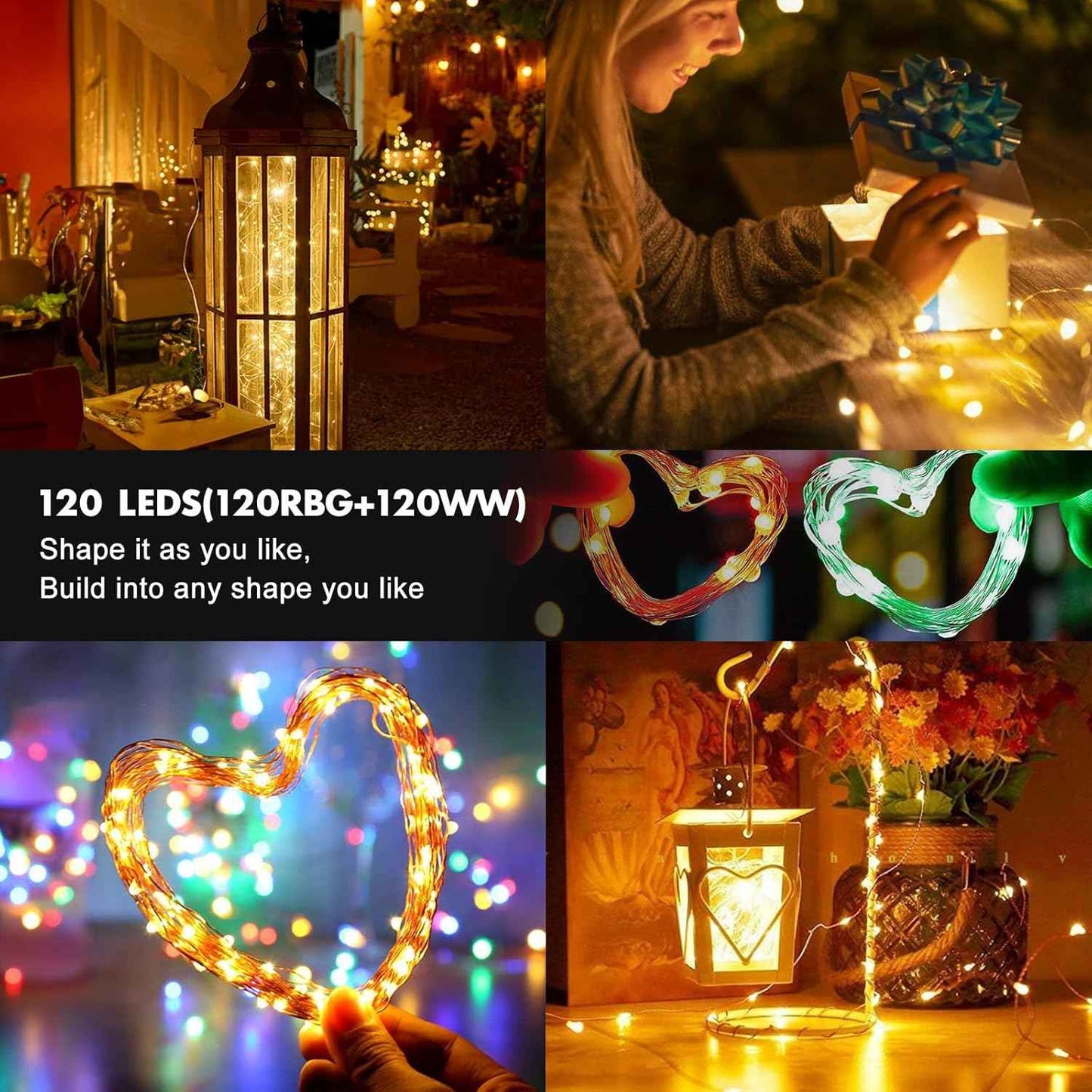 Minimax RGB Fairy String Lights – Cozy Bedroom Aesthetic Decor with Remote and 16 Color Modes