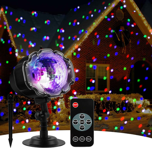 Waterproof Snowflake Light Projector – Camping & Outdoor Dining Decor with 10 Color Modes