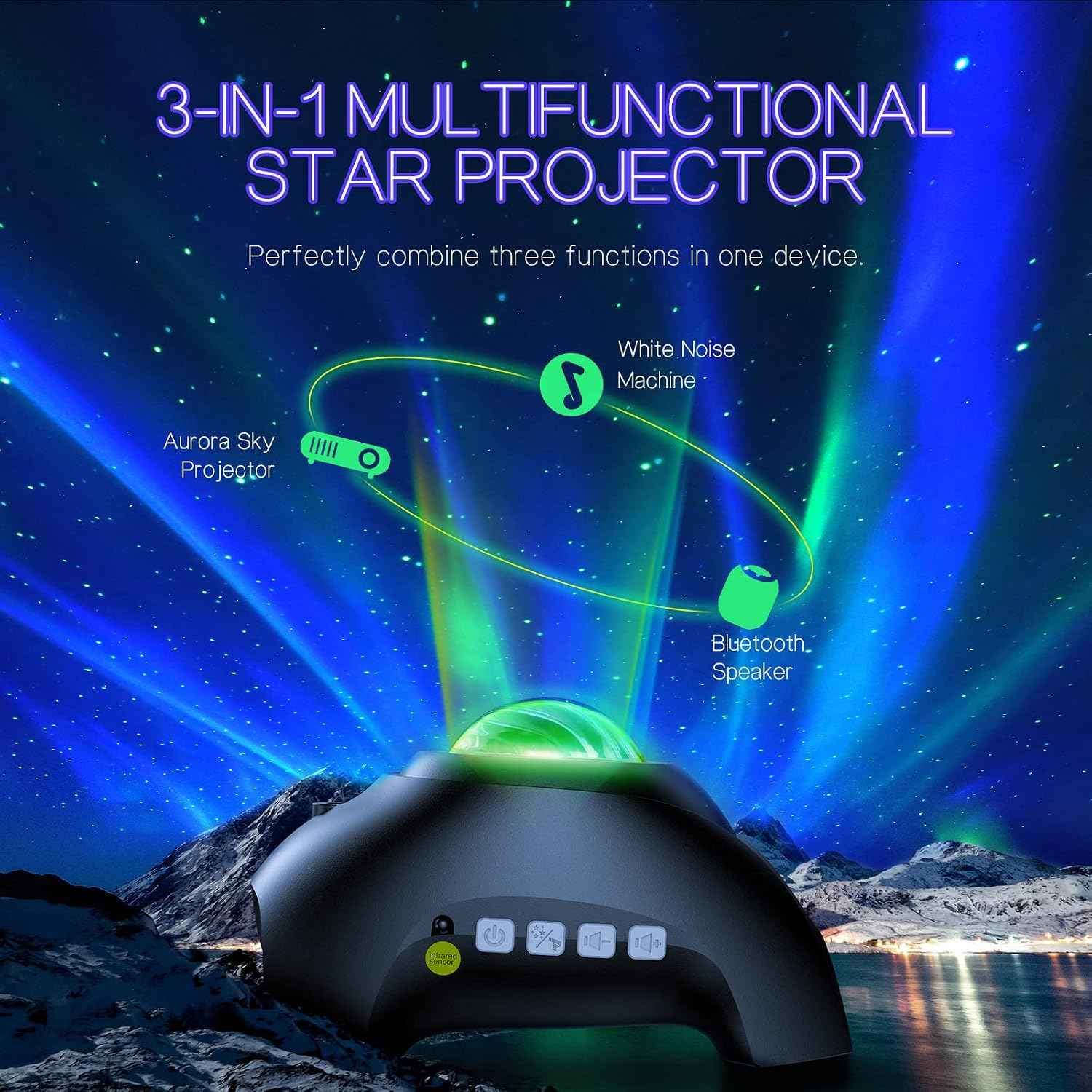 Lunartek Aurora Night Light – Stress Relief Mood Lamp with Rivulet and Forest Sounds for Anxiety-Free Evenings