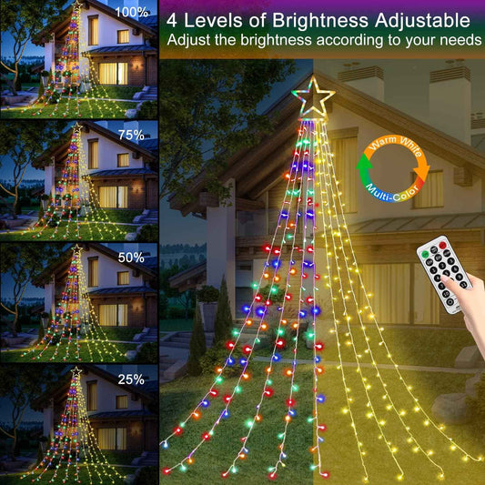 PUHONG 4-in-1 Color Changing Star String Lights 320 LED – Dimmable Bedroom Decor with 11 Modes for Cozy Living Room Ambiance