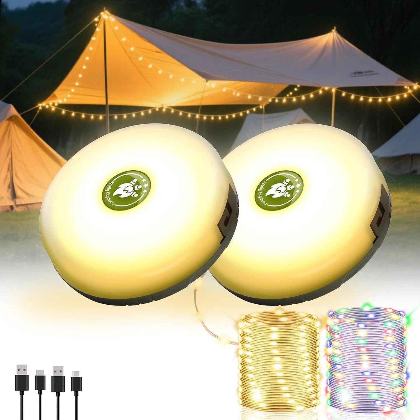 LuminTrail CampGlow Reel – Thoughtful Birthday Gift for Her, 4-in-1 Cozy Patio & Bedroom String Lights with Lantern