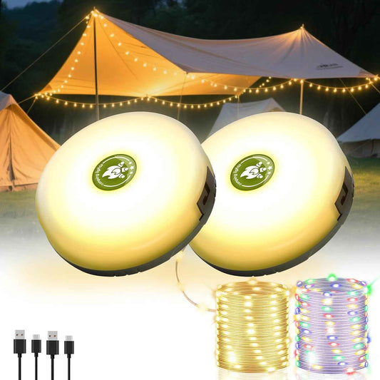 LuminTrail CampGlow Reel – Thoughtful Birthday Gift for Her, 4-in-1 Cozy Patio & Bedroom String Lights with Lantern