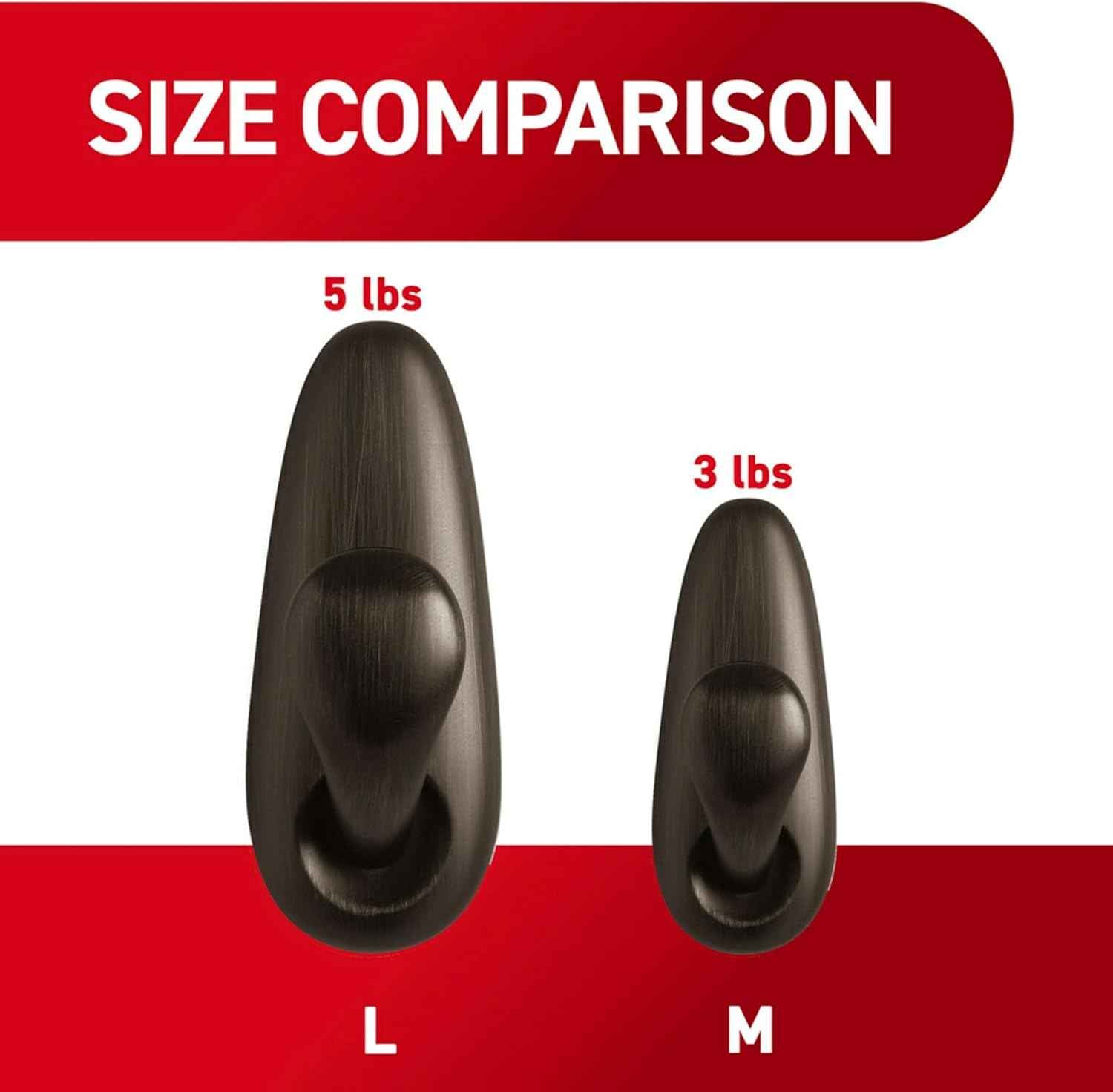Command 5 lb Brushed Nickel Hooks – Intentional Home Storage for Mudroom and Closet Door, Reusable Adhesive Hooks, Refined Finish