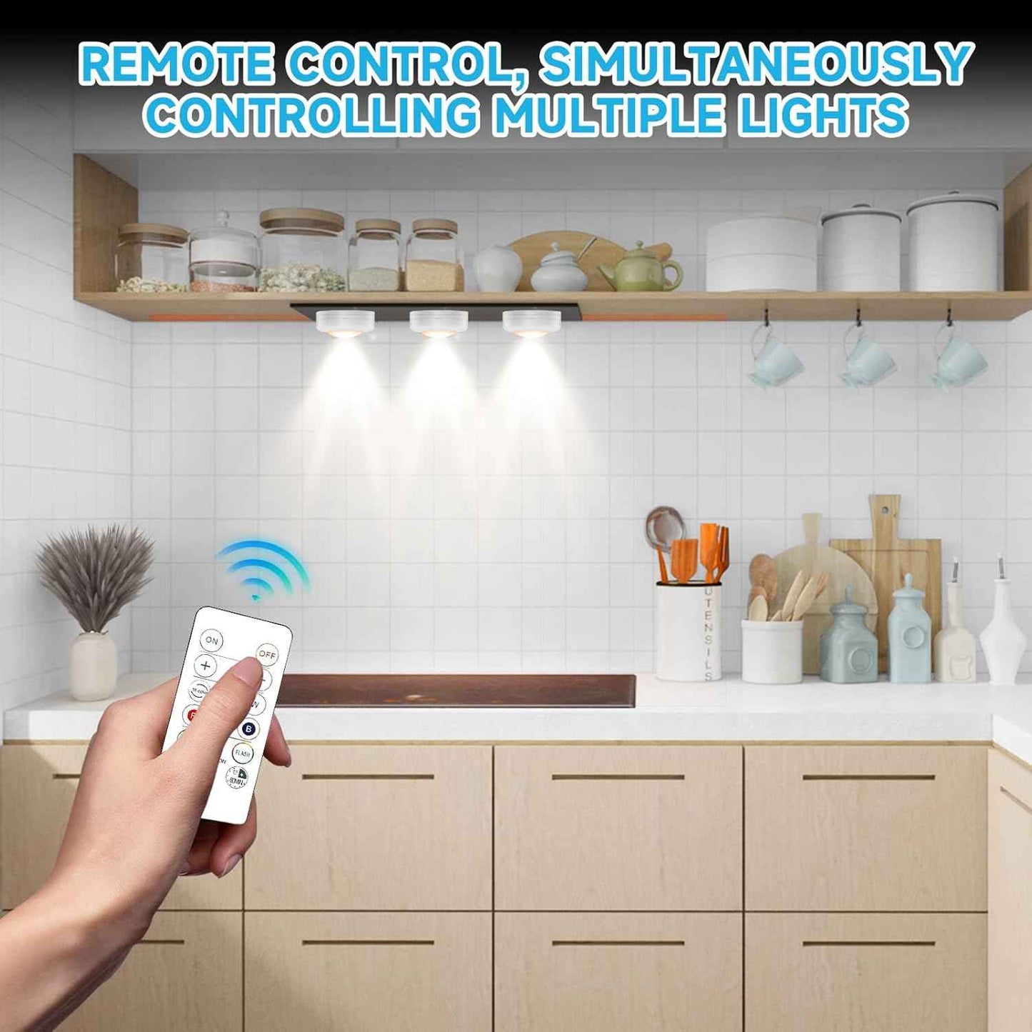 LED Puck Lights with Remote Control – Color-Changing Accent Lighting for Bookshelves, Living Room, and Bar Area