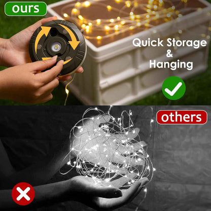 LuminTrail CampGlow Reel – Thoughtful Birthday Gift for Her, 4-in-1 Cozy Patio & Bedroom String Lights with Lantern