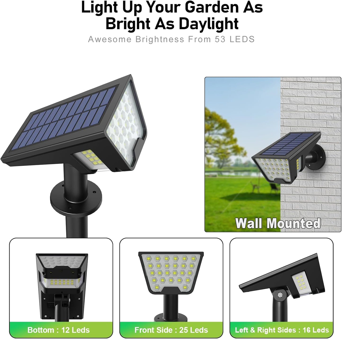 4 light sources (front, left, right, bottom) with 270° adjustable head and panel