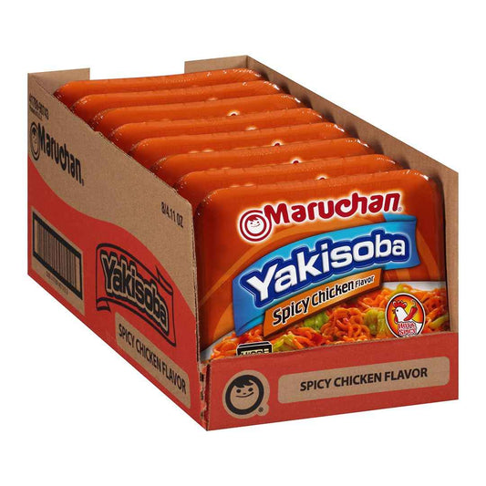 Maruchan Yakisoba Spicy Chicken – 4-Minute Desk Lunch for Busy Office Professionals, 8-Pack