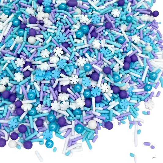 Manvscakes Winter Sprinkle Mix – Kid-Friendly Birthday Party Cake Topping, Pink Purple Blue Snowflake Sprinkles for Cupcakes