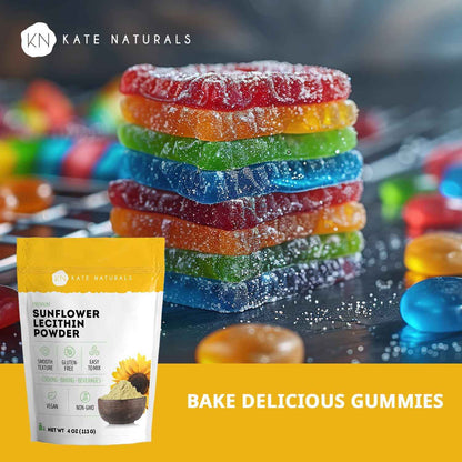 Kate Naturals Sunflower Lecithin Powder – Wellness Pantry Staple for Hormone Balance and Smooth Gummy Recipes